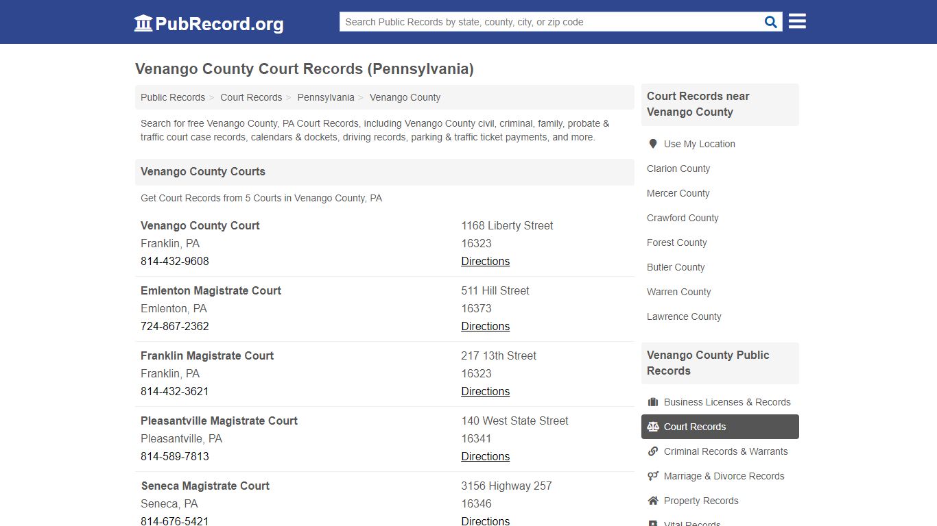 Venango County Court Records (Pennsylvania)